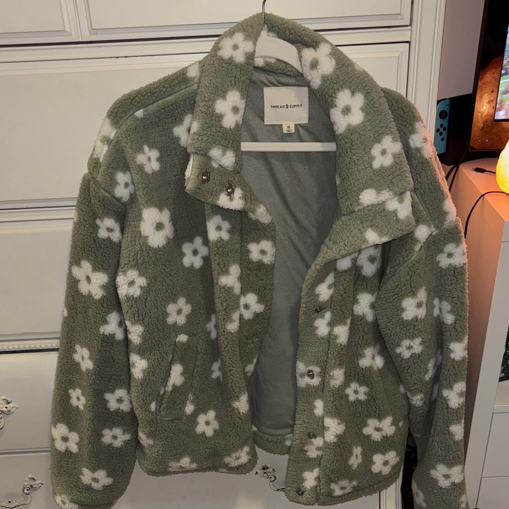 Thread & Supply Sage Green Fleece Jacket